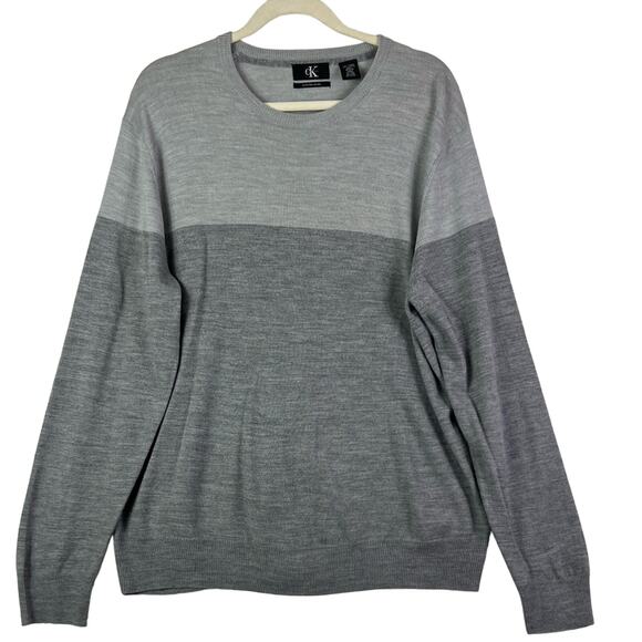 Calvin Klein Other - Calvin Klein Sweater Mens XL Gray Merino Wool Pullover Lightweight